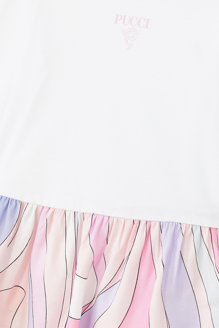 Long Sleeve Printed Ruffle Skirt Dress